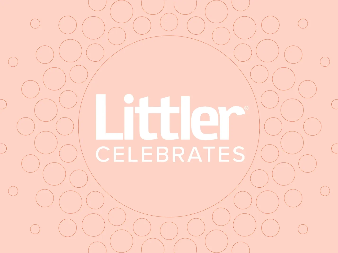 Littler Celebrates logo and text on a light orange background